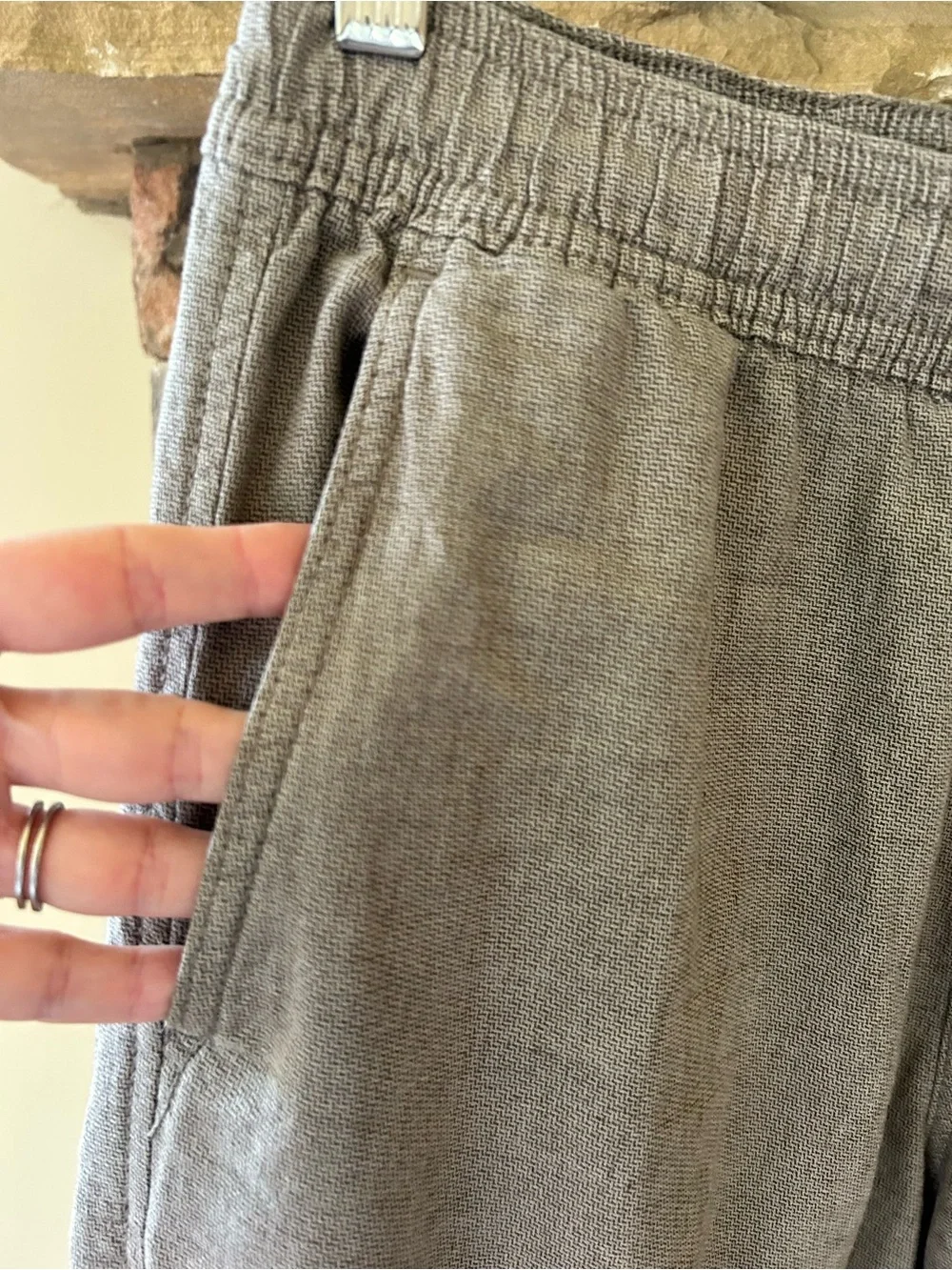 Hollister Men's Light Gray Drawstring cotton/linen pants